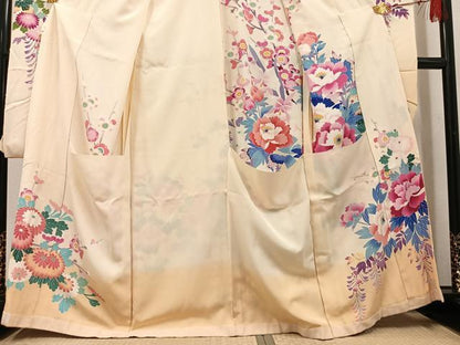 平和屋着物●豪華振袖　友禅　作家物　幸雄　枝花文　浜ちりめん　仮絵羽　逸品　未使用　AABI4901ph