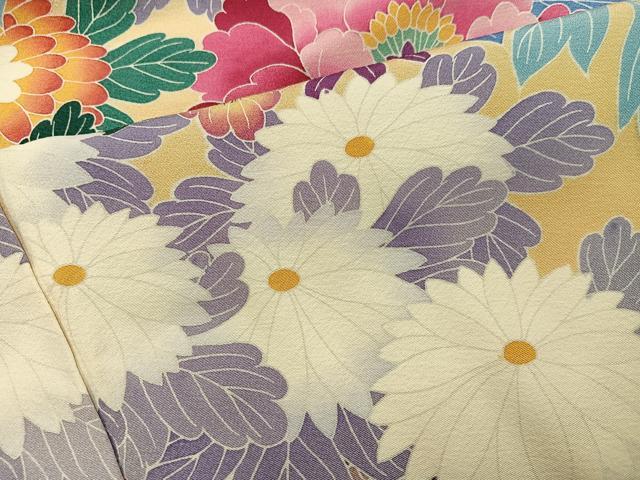 平和屋着物●豪華振袖　友禅　作家物　幸雄　枝花文　浜ちりめん　仮絵羽　逸品　未使用　AABI4901ph