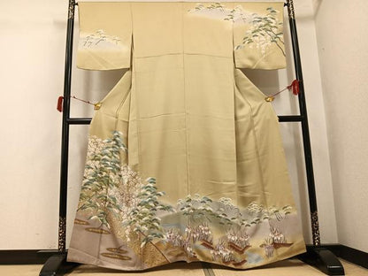 平和屋着物●訪問着　草花文　暈し染め　金彩　正絹　逸品　AABI4902ph
