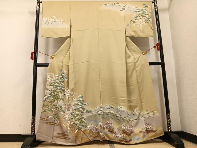 平和屋着物●訪問着　草花文　暈し染め　金彩　正絹　逸品　AABI4902ph
