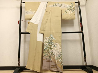 平和屋着物●訪問着　草花文　暈し染め　金彩　正絹　逸品　AABI4902ph