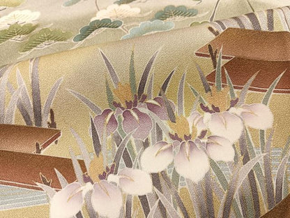 平和屋着物●訪問着　草花文　暈し染め　金彩　正絹　逸品　AABI4902ph