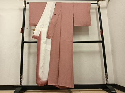 平和屋着物●上質な色無地　紋意匠　ときがら茶色　正絹　逸品　未使用　AABI4906ph