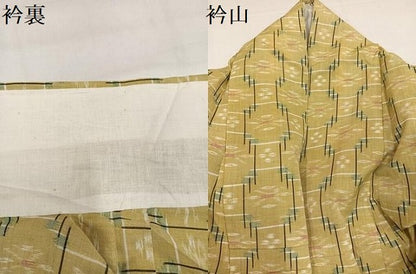 平和屋着物●綿琉球　単衣　幾何学文様　綿　逸品　AABI4907ph
