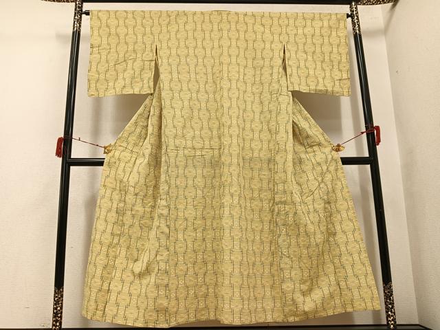 平和屋着物●綿琉球　単衣　幾何学文様　綿　逸品　AABI4907ph