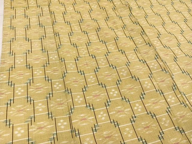 平和屋着物●綿琉球　単衣　幾何学文様　綿　逸品　AABI4907ph