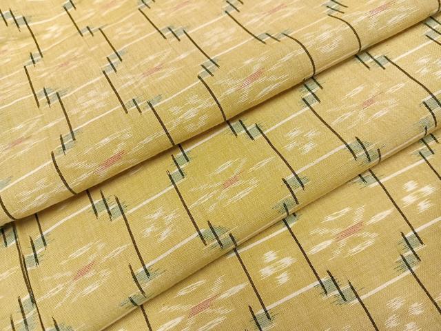 平和屋着物●綿琉球　単衣　幾何学文様　綿　逸品　AABI4907ph
