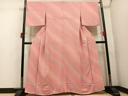 平和屋着物●上質な小紋　斜縞　暈し染め　正絹　逸品　AABI4909ph