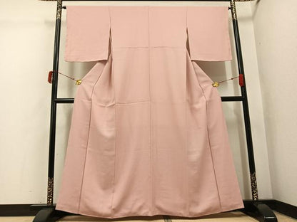 平和屋着物●上質な色無地　鱗地紋　水柿色　正絹　逸品　AABI4910ph