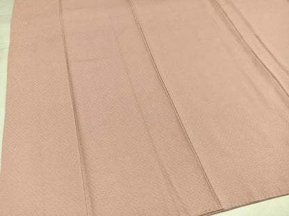 平和屋着物●上質な色無地　鱗地紋　水柿色　正絹　逸品　AABI4910ph