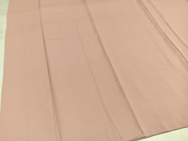 平和屋着物●上質な色無地　鱗地紋　水柿色　正絹　逸品　AABI4910ph