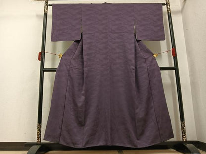 平和屋着物●上質な色無地　流水地紋　濃色　正絹　逸品　AABI4911ph