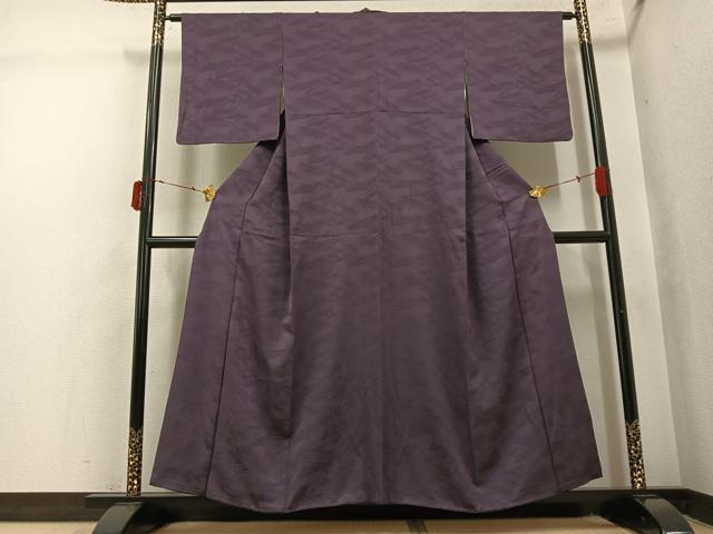 平和屋着物●上質な色無地　流水地紋　濃色　正絹　逸品　AABI4911ph