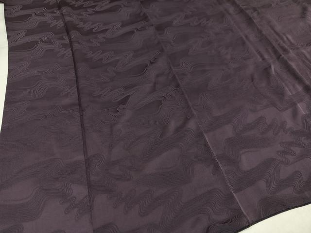 平和屋着物●上質な色無地　流水地紋　濃色　正絹　逸品　AABI4911ph