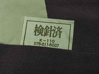 平和屋着物●上質な色無地　流水地紋　濃色　正絹　逸品　AABI4911ph