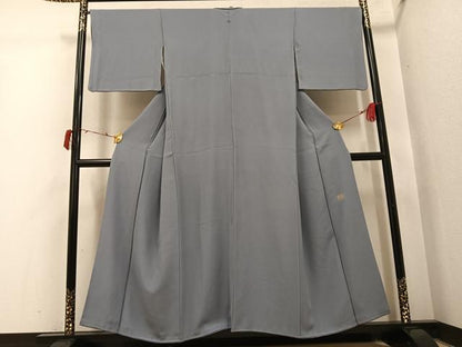 平和屋着物●上質な色無地　作家物　銀鼠色　正絹　逸品　AABI4915ph