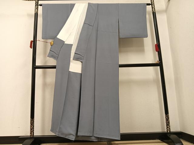 平和屋着物●上質な色無地　作家物　銀鼠色　正絹　逸品　AABI4915ph