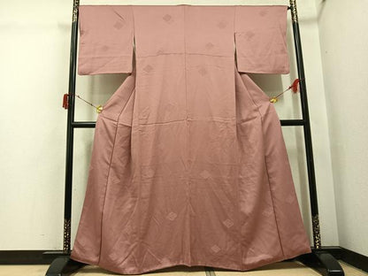 平和屋着物●上質な色無地　花菱地紋　鴇浅葱色　正絹　逸品　AABI4921ph