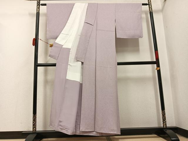 平和屋着物●上質な色無地　紋意匠　枯野色　正絹　逸品　AABI4923ph