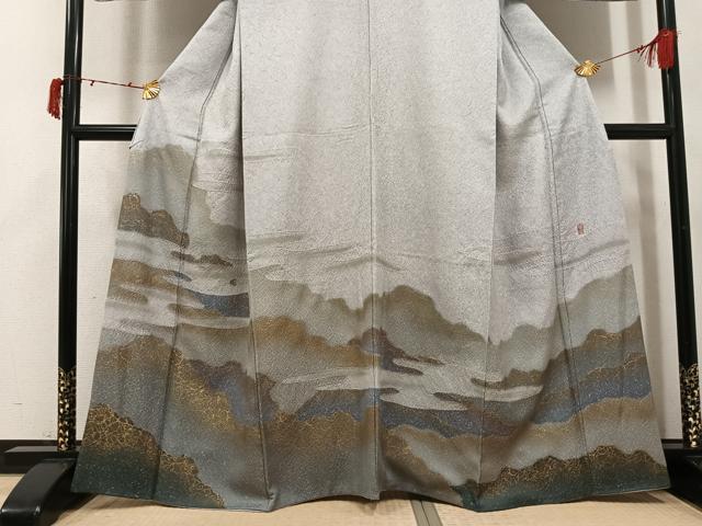 平和屋着物●越後十日町の一流染匠　桐屋・翠山工房　訪問着　霞文　暈し染め　金彩　正絹　逸品　AABI4928ph