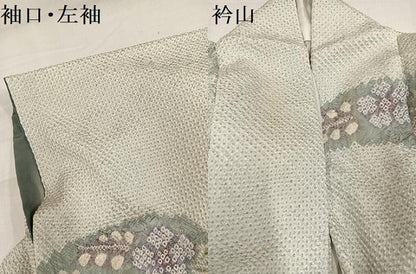 平和屋着物●訪問着　総絞り　草花文　正絹　逸品　AABI4930ph