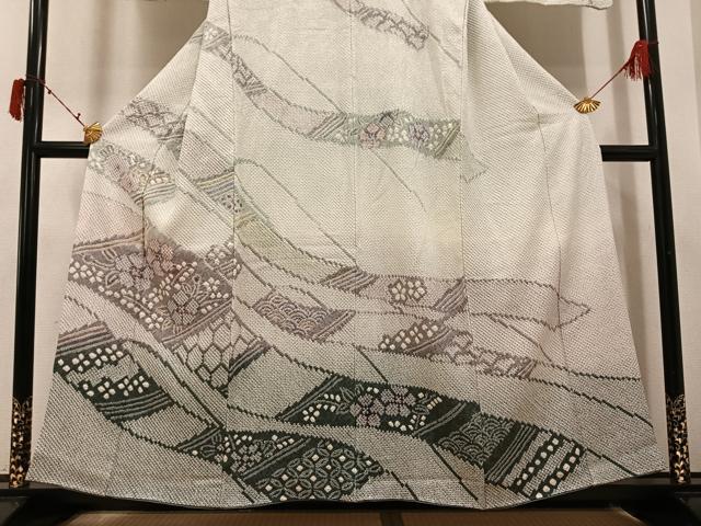 平和屋着物●訪問着　総絞り　草花文　正絹　逸品　AABI4930ph