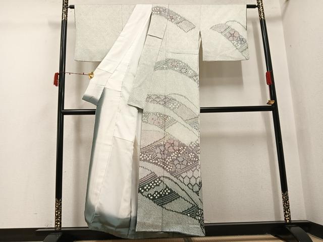 平和屋着物●訪問着　総絞り　草花文　正絹　逸品　AABI4930ph