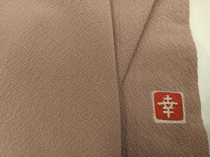 平和屋着物●ファッションデザイナー 花井幸子　色無地　赤白橡色　正絹　逸品　AABI4933ph