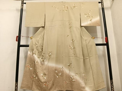 平和屋着物●訪問着　草花文　暈し染め　金彩　正絹　逸品　AABI4937ph
