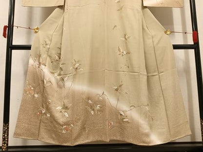 平和屋着物●訪問着　草花文　暈し染め　金彩　正絹　逸品　AABI4937ph