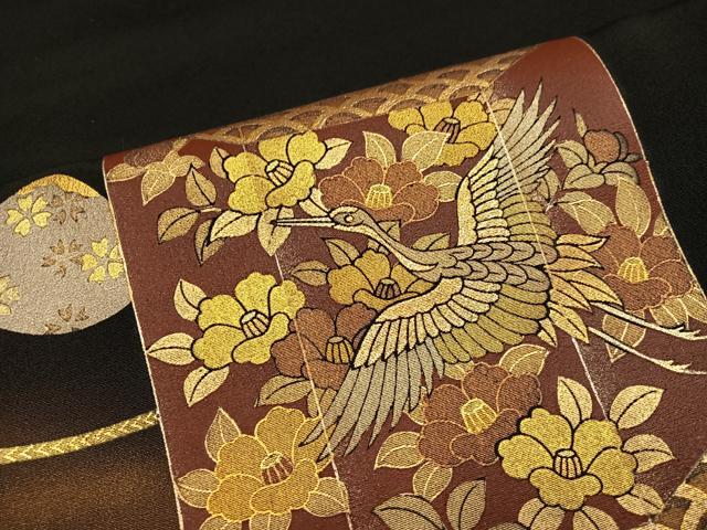 平和屋着物●京友禅作家　元橋宏太郎　黒留袖　飛鶴貝桶花文　暈し染め　金彩　阪急百貨店扱い　正絹　逸品　AABI4943ph