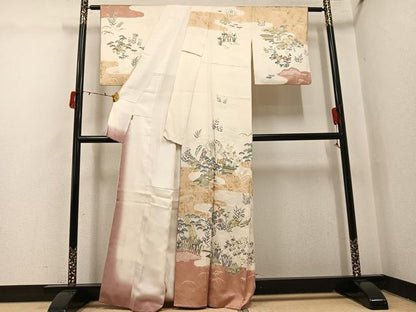 平和屋着物●訪問着　松竹梅風景文　金彩　ますいわ屋扱い　正絹　逸品　AABI4944ph