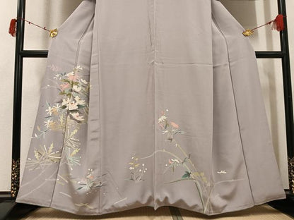 平和屋着物●訪問着　友禅　草花文　正絹　逸品　AABI4946ph