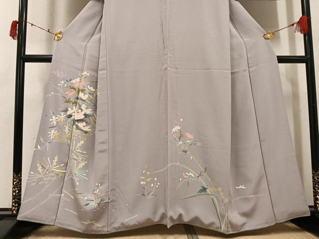 平和屋着物●訪問着　友禅　草花文　正絹　逸品　AABI4946ph