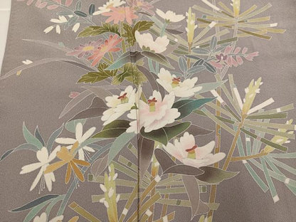 平和屋着物●訪問着　友禅　草花文　正絹　逸品　AABI4946ph