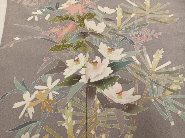 平和屋着物●訪問着　友禅　草花文　正絹　逸品　AABI4946ph