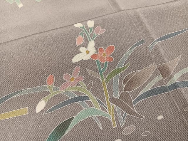 平和屋着物●訪問着　友禅　草花文　正絹　逸品　AABI4946ph