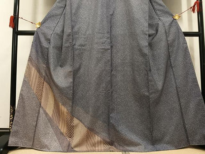 平和屋着物●訪問着　本場大島紬　染大島　斜め取り割付文　正絹　逸品　未使用　AABI4948ph
