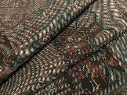 平和屋着物●本場大島紬　カタス9マルキ　草花文　正絹　逸品　未使用　AABI4949ph