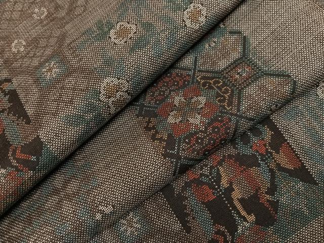平和屋着物●本場大島紬　カタス9マルキ　草花文　正絹　逸品　未使用　AABI4949ph