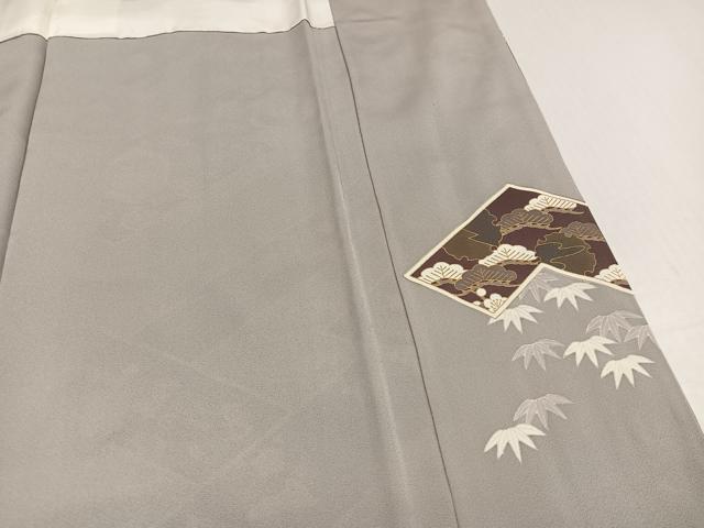 平和屋着物●豪華色留袖　駒刺繍　草花宝尽くし　金彩　正絹　逸品　AABI4954ph