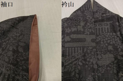 平和屋着物●本場結城紬　重要無形文化財　100亀甲　草花文　正絹　逸品　AABI4956ph