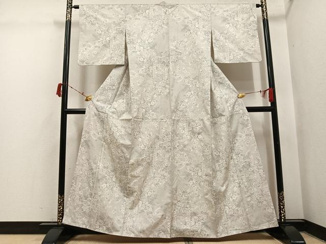 平和屋着物●本場大島紬　白大島　カタス7マルキ　草花文　正絹　逸品　AABI4959ph