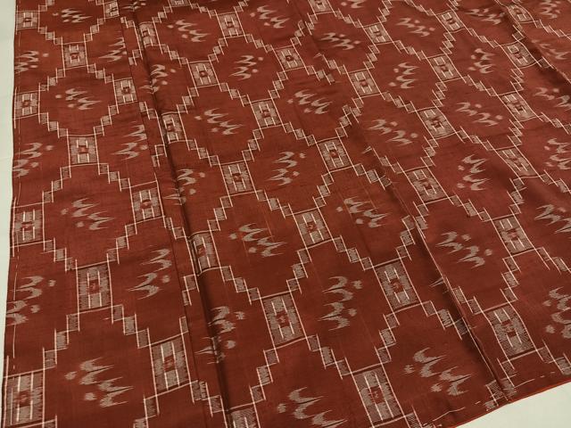 平和屋着物●本場琉球絣　紬　蘇芳色　正絹　逸品　未使用　AABI4960ph