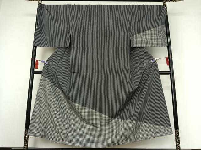 平和屋着物▽男性　訪問着　単衣　紬地　格子　キングサイズ　正絹　逸品　AABI4961jh