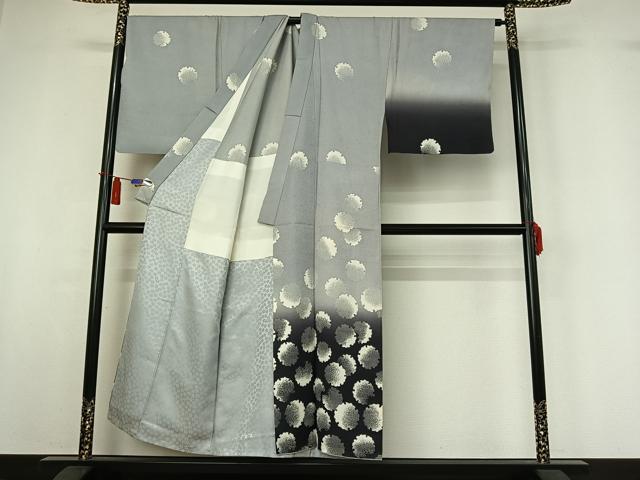 平和屋着物▽男性 訪問着 単衣 雪輪文 キングサイズ 正絹 逸品 AABI4962jh