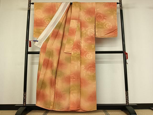 平和屋着物▽上質な小紋　単衣　霞文　暈し染め　正絹　逸品　AABI4967jh