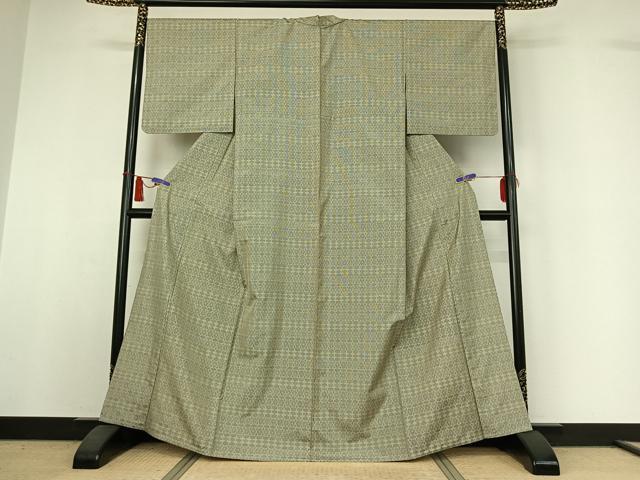 平和屋着物▽本場大島紬　単衣　7マルキ　横段花文　正絹　逸品　AABI4970jh