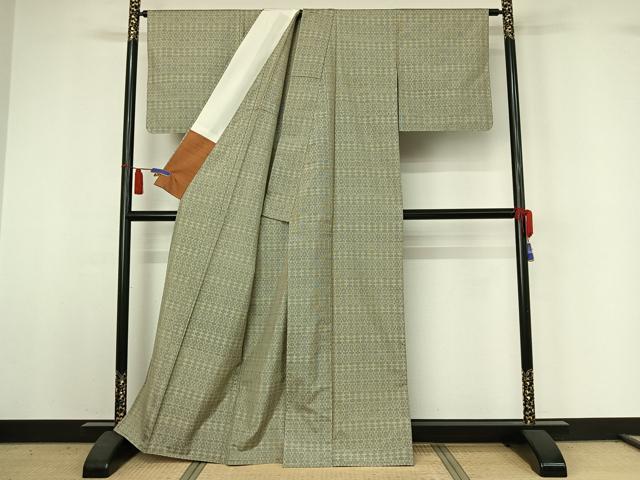 平和屋着物▽本場大島紬　単衣　7マルキ　横段花文　正絹　逸品　AABI4970jh