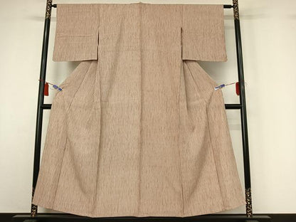 平和屋着物▽上質な小紋　単衣　変わり縞　正絹　逸品　AABI4973jh